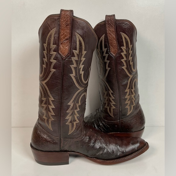 Rios Of Mercedes Tobacco Brown Ostrich Cowboy Boots Men’s 8.5 B | Women’s 9.5 - Picture 10 of 16